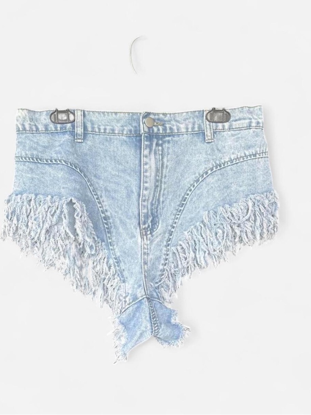 SHEIN Light Blue High-Waist Frayed Denim Shorts